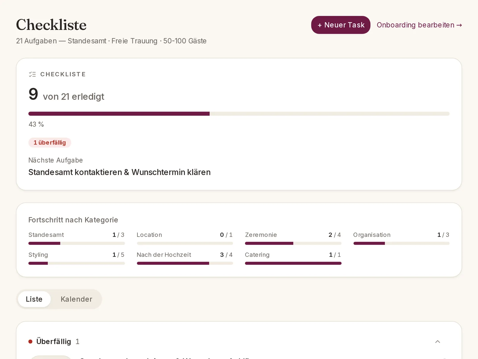 Kleora Checkliste: Screenshot der App