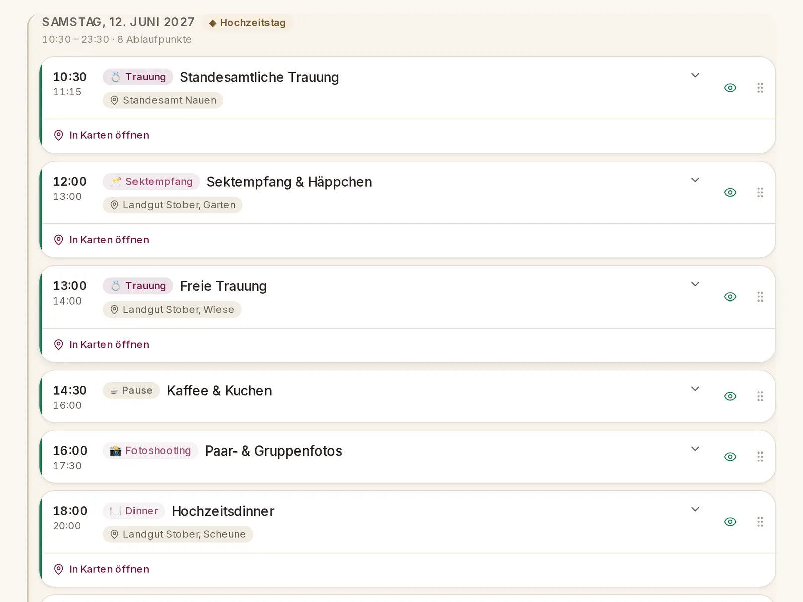 Kleora Tagesablauf: Screenshot der App